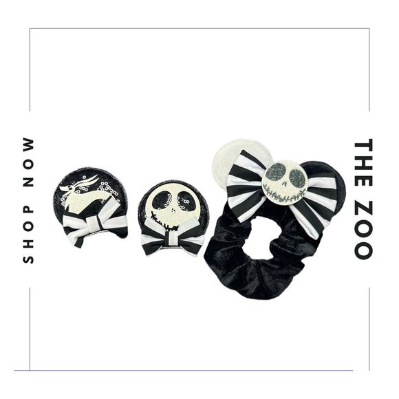 Scrunchie and Hair Clips with Mouse Ears Jack Skellington - Picture 1 of 3
